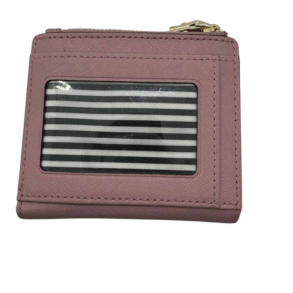 Kate Spade New York Classic Wallet ID Case Light Pink  W/ Black Stripe 4”x3”
